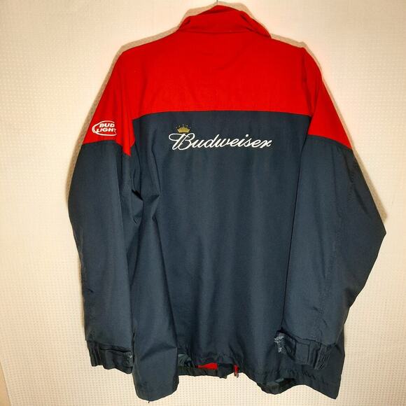 Budweiser Beer Jacket 2XL Red Navy Riverside Uniform Anheuser Logo Workwear Vtg - Picture 6 of 11